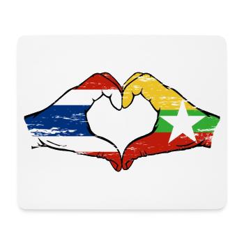 Thailand Myanmar flag hands heart shape used - Mouse Pad (horizontal) - white - Front