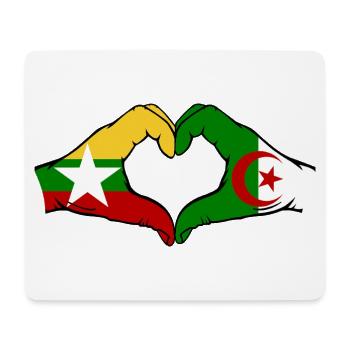 Myanmar Algeria Flag Hands Heart Shape - Mouse Pad (horizontal) - white - Front