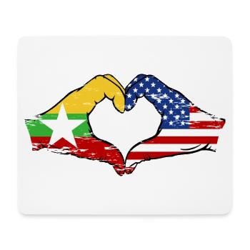 Myanmar USA flag hands heart shape used - Mouse Pad (horizontal) - white - Front