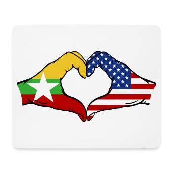 Myanmar USA Flag Hands Heart Shape - Mouse Pad (horizontal) - white - Front