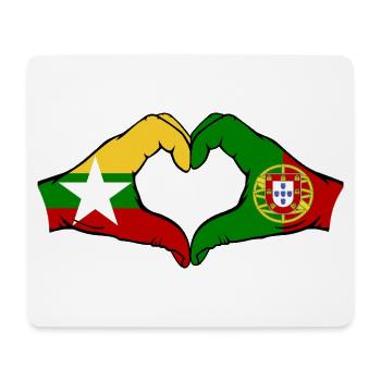 Myanmar Portugal Flag Hands Heart Shape - Mouse Pad (horizontal) - white - Front