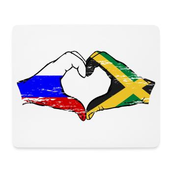 Russie Jamaïque drapeau mains forme de coeur utilisé - Tapis de souris (format paysage) - blanc - Devant