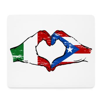 Italie Porto Rico drapeau mains forme de coeur utilisé - Tapis de souris (format paysage) - blanc - Devant