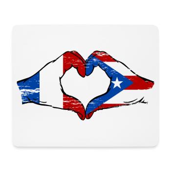 France Puerto Rico flag hands heart shape used - Mouse Pad (horizontal) - white - Front