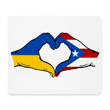 Ukraine Puerto Rico Flag Hands Heart Shape - Mouse Pad (horizontal) - white - Front