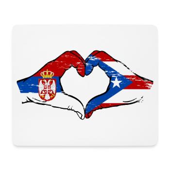 Serbien Puerto Rico Flagge Hände Herzform used - Mousepad (Querformat) - Weiß - Vorne