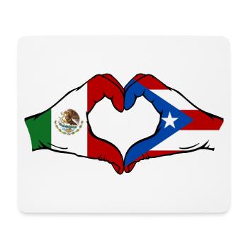 Mexique Porto Rico Drapeau Mains Coeur Forme - Tapis de souris (format paysage) - blanc - Devant