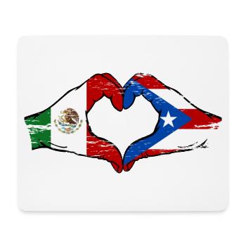 Mexique Porto Rico drapeau mains forme de coeur utilisé - Tapis de souris (format paysage) - blanc - Devant