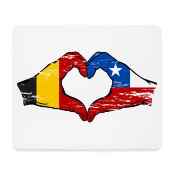 Belgique Drapeau Chili mains forme de coeur utilisé - Tapis de souris (format paysage) - blanc - Devant