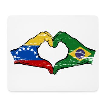 Venezuela Brazil Flag Hands Heart Shape Used - Mouse Pad (horizontal) - white - Front