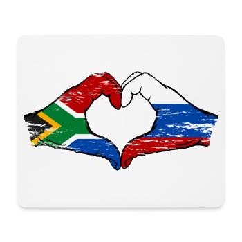 Afrique du Sud Russie Drapeau Mains Coeur Forme Utilisé - Tapis de souris (format paysage) - blanc - Devant