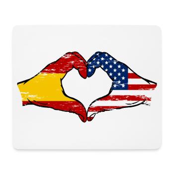 Spain USA Flag Hands Heart Used - Mouse Pad (horizontal) - white - Front