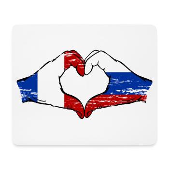 France Russie Drapeau Mains Coeur Forme Utilisé - Tapis de souris (format paysage) - blanc - Devant