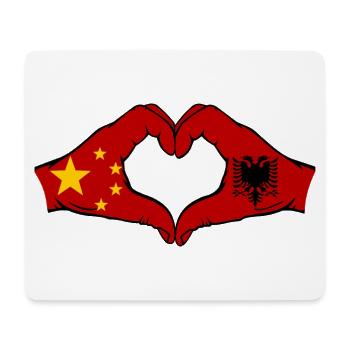 China Albania Flag Hands Heart Shape - Mouse Pad (horizontal) - white - Front