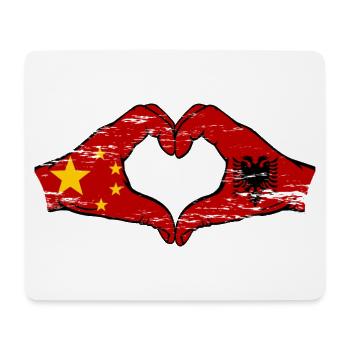 Chine Albanie Drapeau Mains Coeur Forme Utilisé - Tapis de souris (format paysage) - blanc - Devant