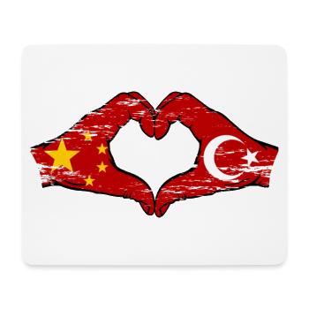 China Turkey Flag Hands Heart Shape Used - Mouse Pad (horizontal) - white - Front