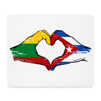 Lituanie Cuba Drapeau Mains Coeur Forme Utilisé - Tapis de souris (format paysage) - blanc - Devant