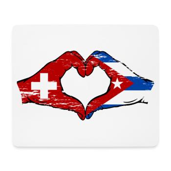 Suisse Cuba Drapeau Mains Coeur Forme Utilisé - Tapis de souris (format paysage) - blanc - Devant