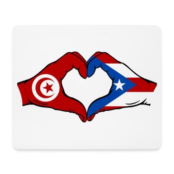Tunisie Porto Rico Drapeau Mains Coeur Forme - Tapis de souris (format paysage) - blanc - Devant