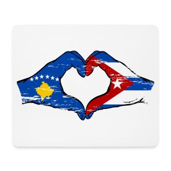 Kosovo Kuba Flagge Hände Herzform used - Mousepad (Querformat) - Weiß - Vorne
