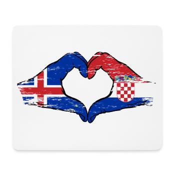 Iceland Croatia flag hands heart shape used - Mouse Pad (horizontal) - white - Front