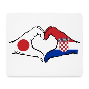 Japon Croatie Drapeau Mains Coeur Forme - Tapis de souris (format paysage) - blanc - Devant