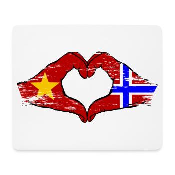 Vietnam Norvège Drapeau Mains Coeur Forme Utilisé - Tapis de souris (format paysage) - blanc - Devant