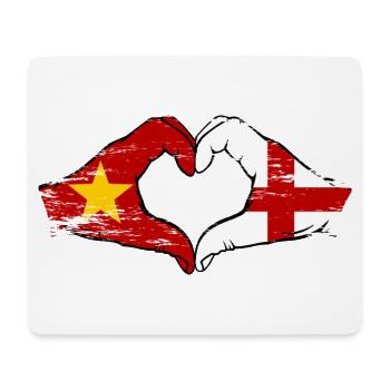 Vietnam Angleterre Drapeau Mains Coeur Forme Utilisé - Tapis de souris (format paysage) - blanc - Devant