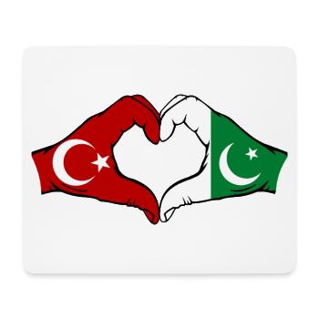 Turkey Pakistan Flag Hands Heart Shape - Mouse Pad (horizontal) - white - Front