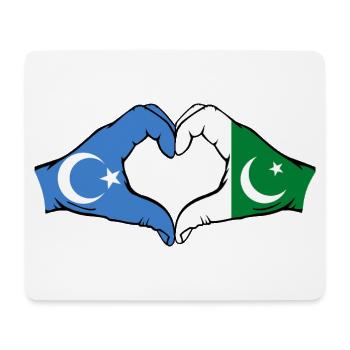 Uyghurs Pakistan Flag Hands Heart Shape - Mouse Pad (horizontal) - white - Front