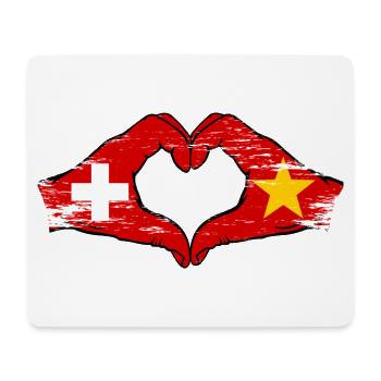 Schweiz Vietnam Flagge Hände Herzform used - Mousepad (Querformat) - Weiß - Vorne