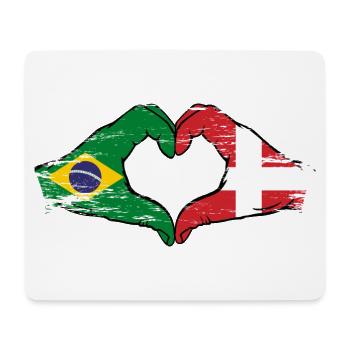 Brésil Danemark drapeau mains forme de coeur utilisé - Tapis de souris (format paysage) - blanc - Devant