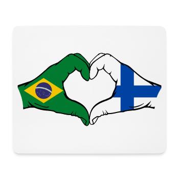 Brésil Finlande Drapeau Mains Coeur Forme - Tapis de souris (format paysage) - blanc - Devant