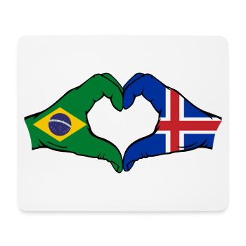 Brésil Islande Drapeau Mains Coeur Forme - Tapis de souris (format paysage) - blanc - Devant