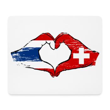 Thaïlande Suisse Drapeau Mains Coeur Forme Utilisé - Tapis de souris (format paysage) - blanc - Devant