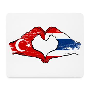 Turquie Drapeau de la Thaïlande mains en forme de coeur utilisé - Tapis de souris (format paysage) - blanc - Devant