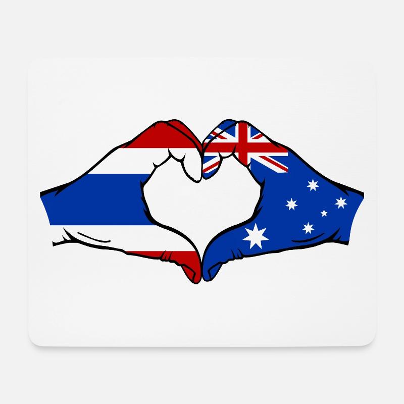 Thailand Australien Flagge Hände Herzform - Mousepad (Querformat) - Weiß