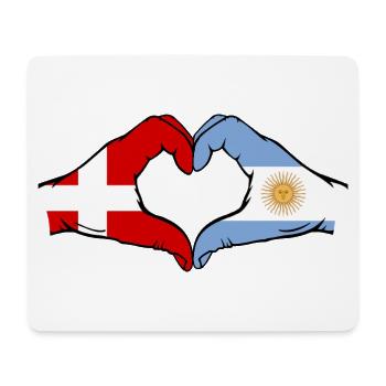 Denmark Argentina Flag Hands Heart Shape - Mouse Pad (horizontal) - white - Front