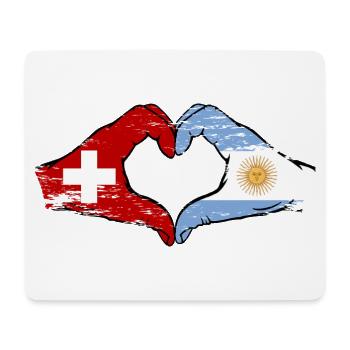 Suisse Argentine Drapeau Mains Coeur Forme Utilisé - Tapis de souris (format paysage) - blanc - Devant