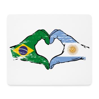 Brasilien Argentinien Flagge Hände Herzform used - Mousepad (Querformat) - Weiß - Vorne