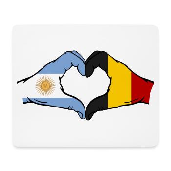 Argentina Belgium Flag Hands Heart Shape - Mouse Pad (horizontal) - white - Front