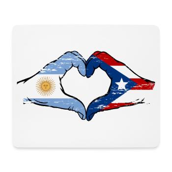 Argentina Puerto Rica Flag Hands Heart Shape Used - Mouse Pad (horizontal) - white - Front