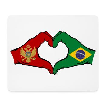 Monténégro Brésil Drapeau Mains Coeur Forme - Tapis de souris (format paysage) - blanc - Devant