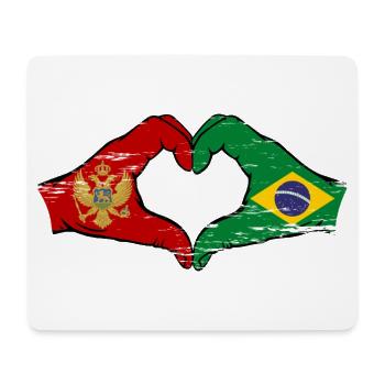 Montenegro Brazil Flag Hands Heart Shape Used - Mouse Pad (horizontal) - white - Front
