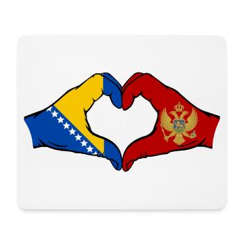 Bosnia Montenegro Flag Hands Heart Shape - Mouse Pad (horizontal) - white - Front