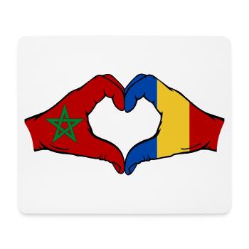 Maroc Roumanie Drapeau Mains Coeur Forme - Tapis de souris (format paysage) - blanc - Devant