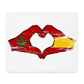 Maroc Espagne Drapeau Mains Coeur Forme Utilisé - Tapis de souris (format paysage) - blanc - Devant