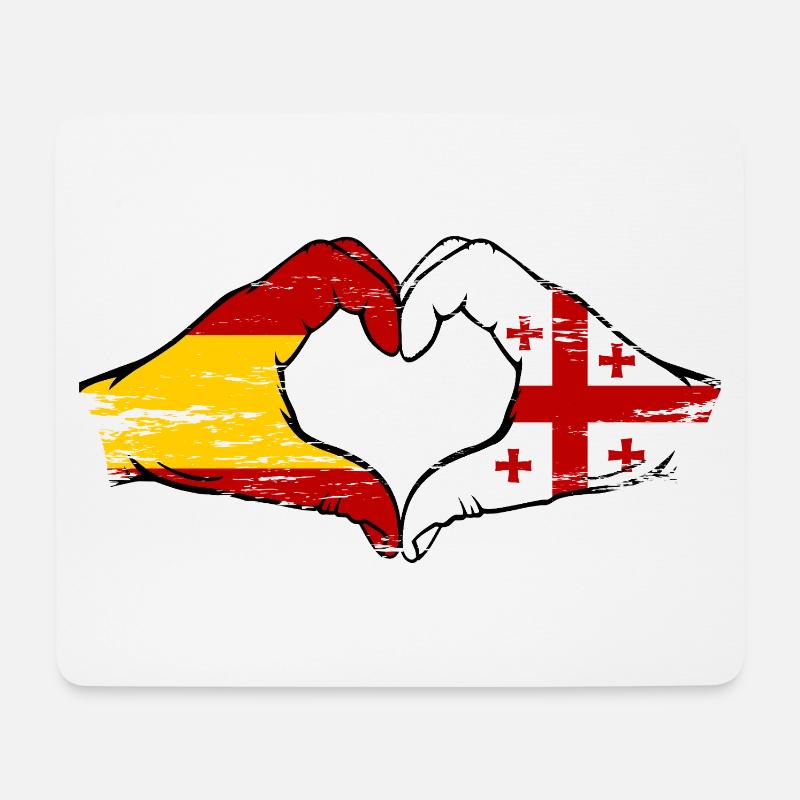 Spanien Georgien Flagge Hände Herzform used - Mousepad (Querformat) - Weiß