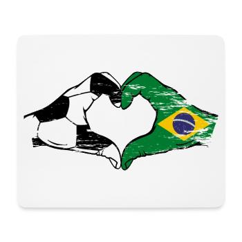 Brésil Football Drapeau Mains Coeur Forme Utilisé - Tapis de souris (format paysage) - blanc - Devant