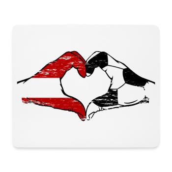 Österreich Fussball Flagge Hände Herzform used - Mousepad (Querformat) - Weiß - Vorne